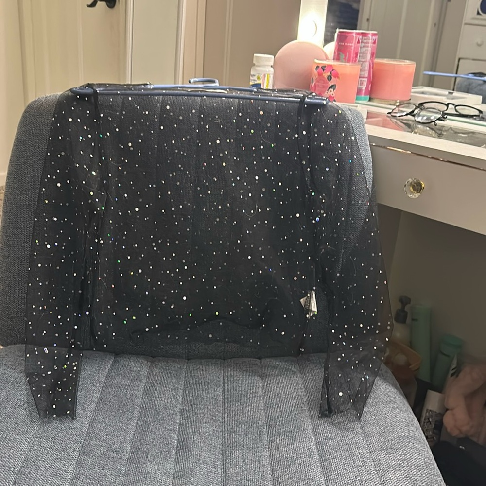 one size | see through dark mesh long sleeve | iridescent sparkles | KM boutique